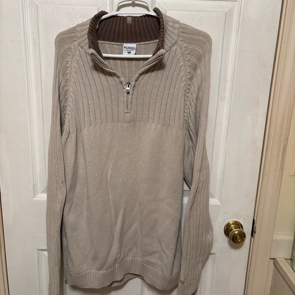 Beige Quarter-Zip Sweater